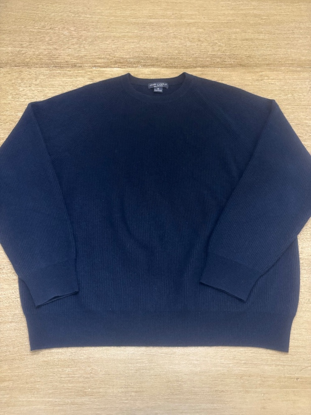 Daniel Cremieux Collection Cashmere Sweater Men XL Ribbed Crewneck Navy Blue